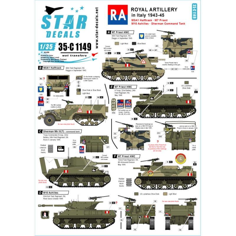 1/35 Royal Artillery in Italy M7 Priest, M3 Halftrack, Sherman, M10