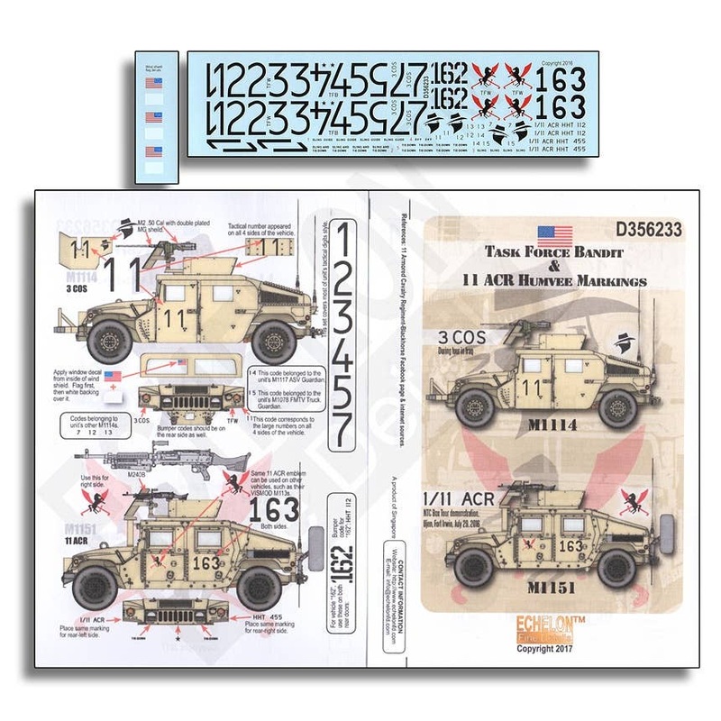 1/35 Task Force Bandit & 11 ACR Humvee Markings