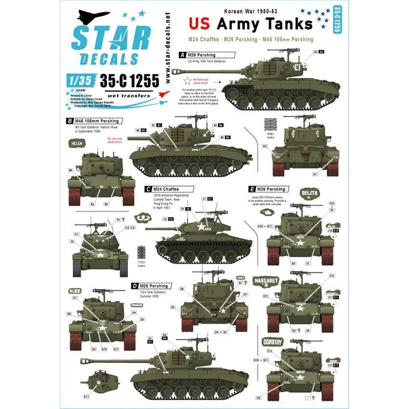 1/35 US Army Tanks M24 Chaffee, M26 Pershing and M45 105mm Pershing in Korea 1950-53