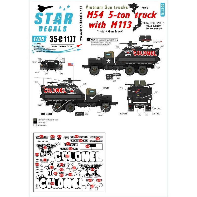 1/35 Vietnam Gun Trucks #2 The Colonel 2nd Red Paint Job M54 5-Ton Truck with a Gutted M113