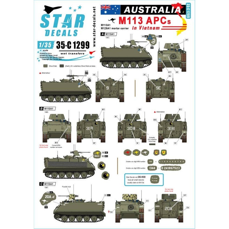 1/35 Vietnam War Australian Army in Vietnam # 2 M113APC / M113A1 / M125A1 Self-propelled Mortar