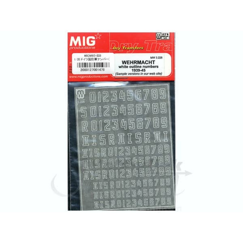 1/35 Wehrmacht White Outline Numbers 1939-45