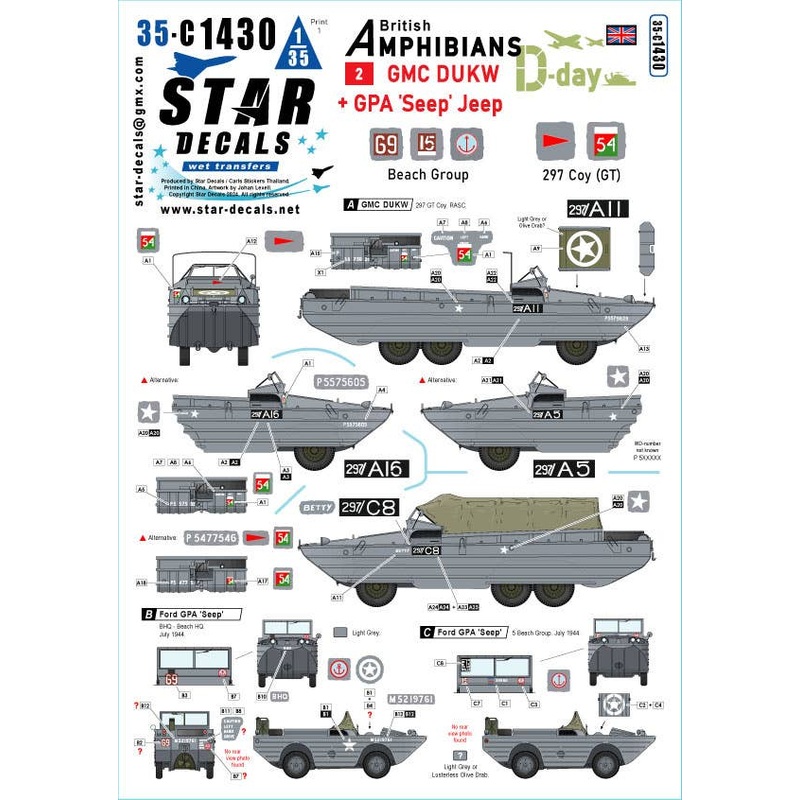 1/35 WWII British D-Day DUKW/Jeep Amphibious Vehicle #2 297th Composite Transport Company/Beach Group