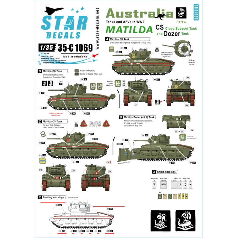 1/35 Australia Tanks & AFVs #4 MATILDA CS - Close Support Tank and Dozer Tank