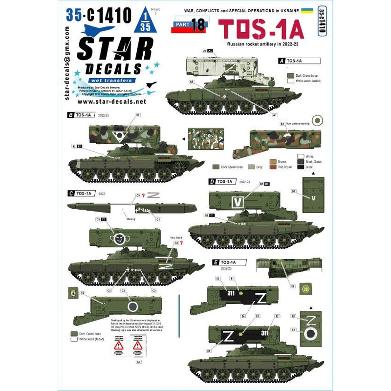 1/35 Current The War in Ukraine #18 Russian TOS-1A Multiple Launcher Rocket Launcher (2022-2023)