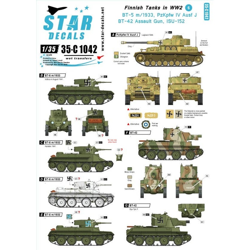 1/35 Finnish Tanks in WWII #6 (BT-5, BT-42, Pz IV J, ISU-152)