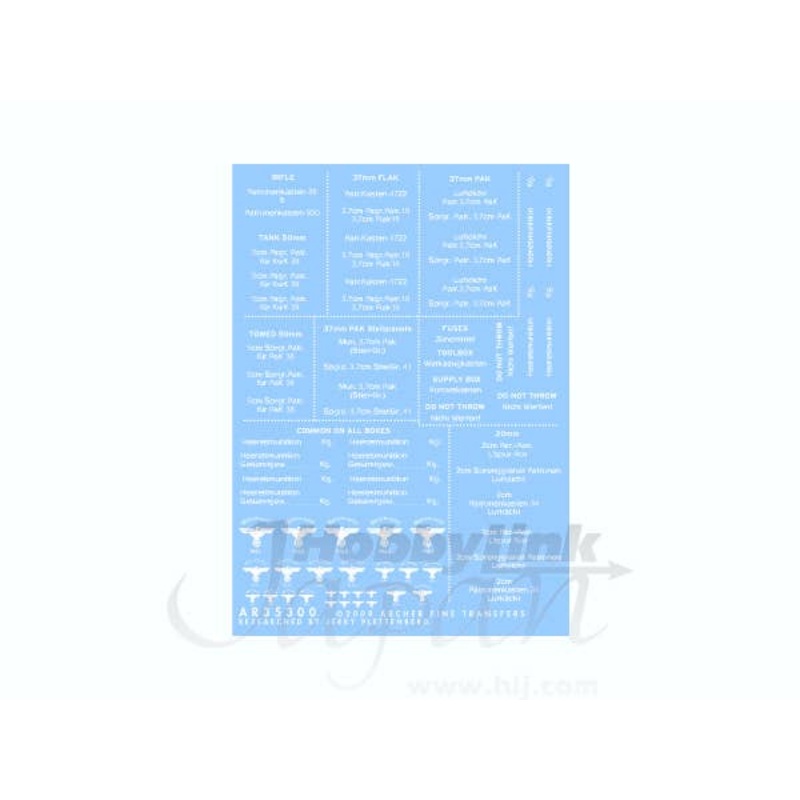 1/35 German WWII Ammo Box Stencils (Rifle, 20mm, 37mm, 50mm)