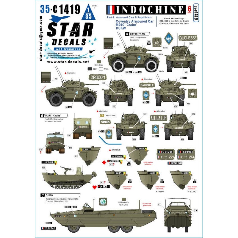 1/35 Indochine # 6. Coventry armored car, DUKW; M29C Crabe/Weasel.