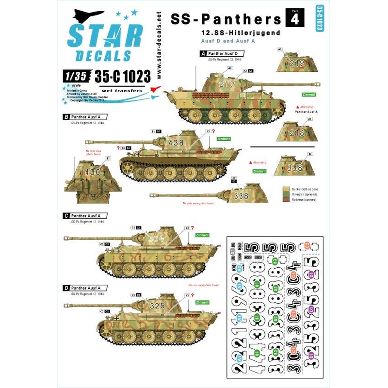 1/35 SS-Panthers #4 - 12 SS-Hitlerjugend, France & Belgium Panther Ausf D & Ausf A