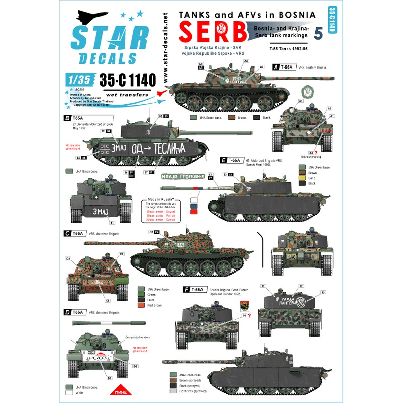 1/35 Tanks & AFVs in Bosnia #5 Serbian (SVK and VRS) T-55A Tanks in 1992-95