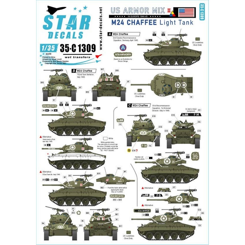 1/35 WW.II US Army AFV Special # 2 M24 Chaffee on the European Front 1944 - 45