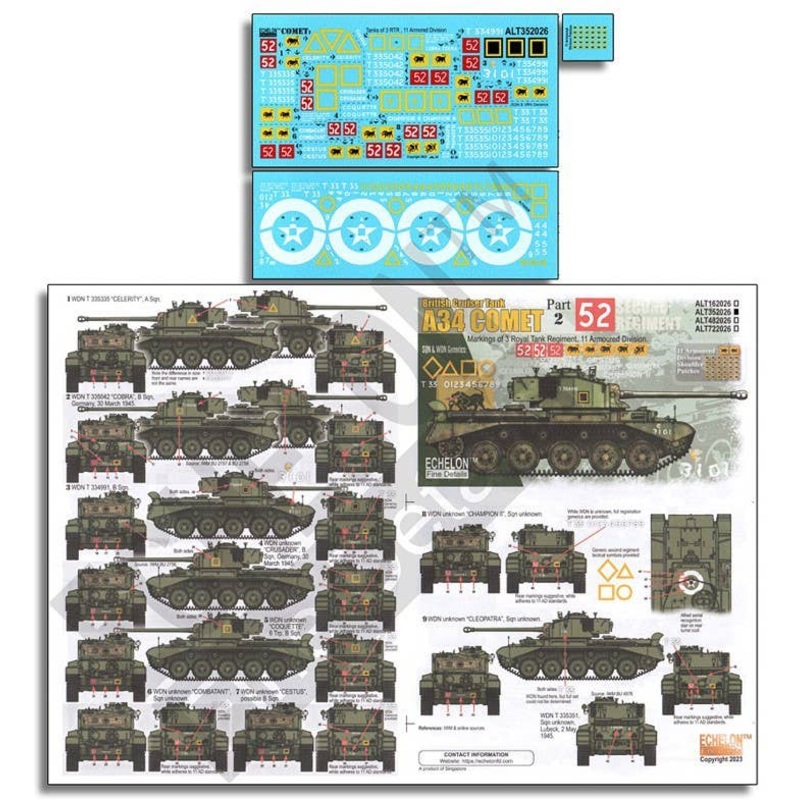 1/35 WWII British Army 11th Armored Division A34 Comet Cruiser Tank Part 2 3rd Royal Tank Regiment (3 RTR)