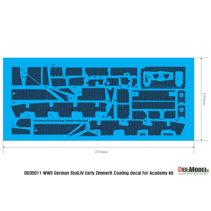 1/35 WWII STUG IV Early Zimmerit Decal Set for Academy