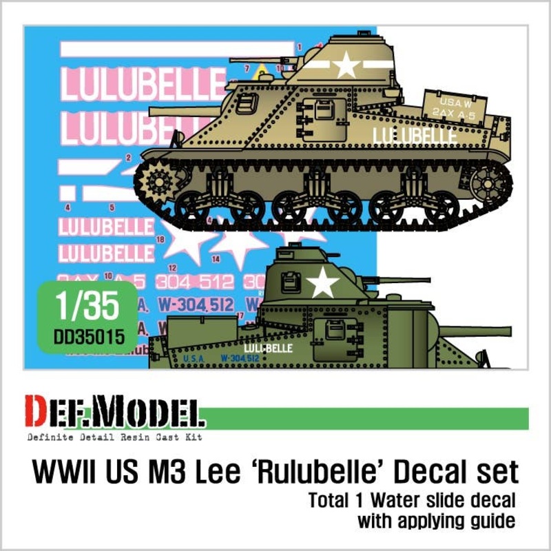 1/35 WWII U.S. M3 Lee Lulu Belle Decal Set Sahara 1943