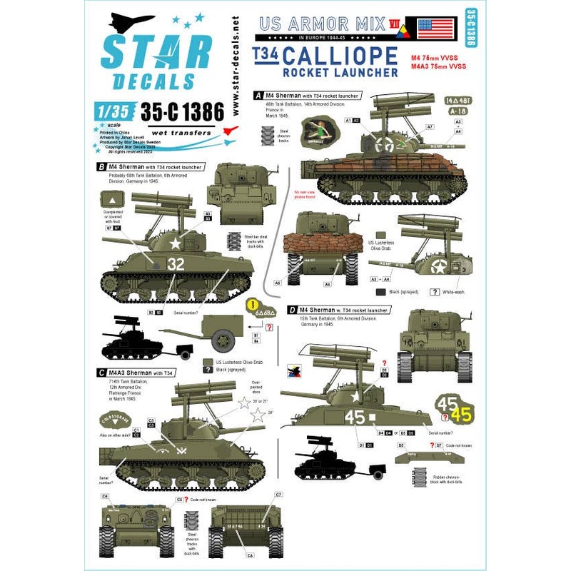 1/35 WWII US T34 Calliope Rocket Launcher M4 / M4A3 Sherman Tank Mounted Type