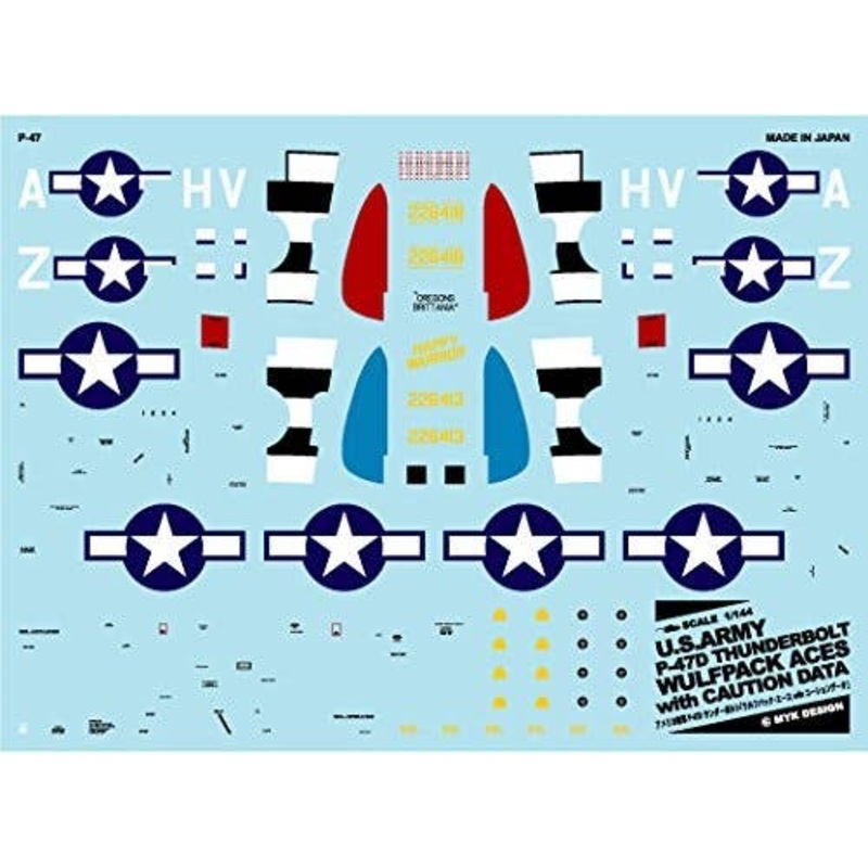 1/144 U.S. Army P-47D Thunderbolt Wulfpack Aces with Caution Data
