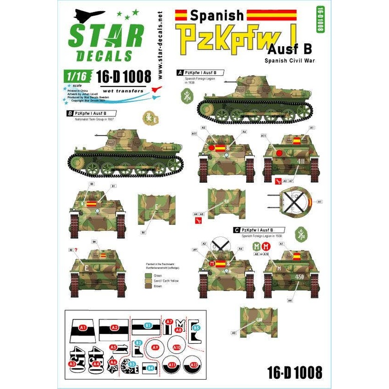 1/16 WWII Germany / Panzer I in Spain Type B Spanish Civil War Nationalist Edition