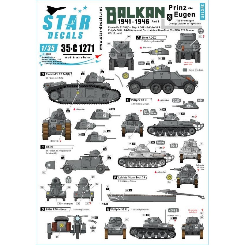 1/35 Balkan WW2 #2 7 SS-Gebirgs Division Prinz-Eugen in Yugoslavia Tanks, AFVs and Boats