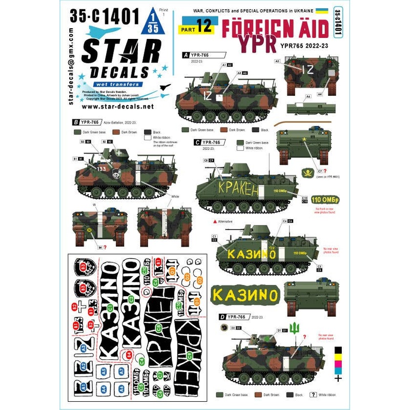1/35 Current Use Ukraine's War #12 Vehicles Donated to the Ukrainian Army YPR-765 Armored Personnel Carrier (2022-23)