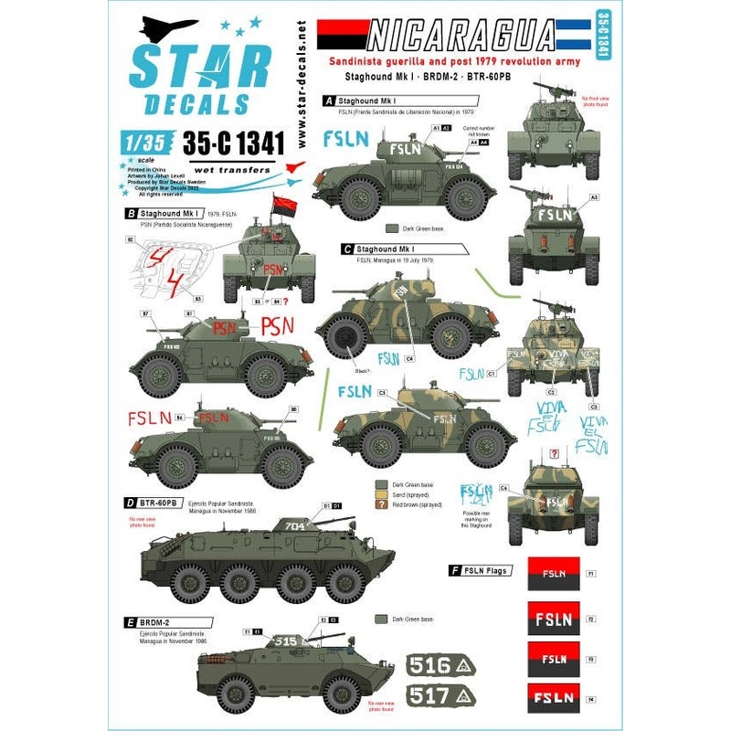 1/35 Modern Nicaragua #2 Sandinista National Liberation Front and Revolutionary Army since 1979 Staghound MkI BRDM-2 BTR-60PB