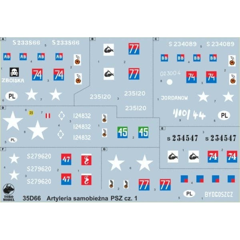 1/35 Polish Self-Propelled Artillery Decal (Sexton / M10 / Achilles IIC / Crusader AA / Archer)