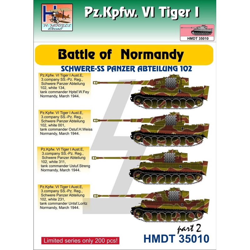 1/35 Pz.Kpfw.VI Tiger I Battle of Normandy (Schwere SS-Pz. Abt.102), Pt.2