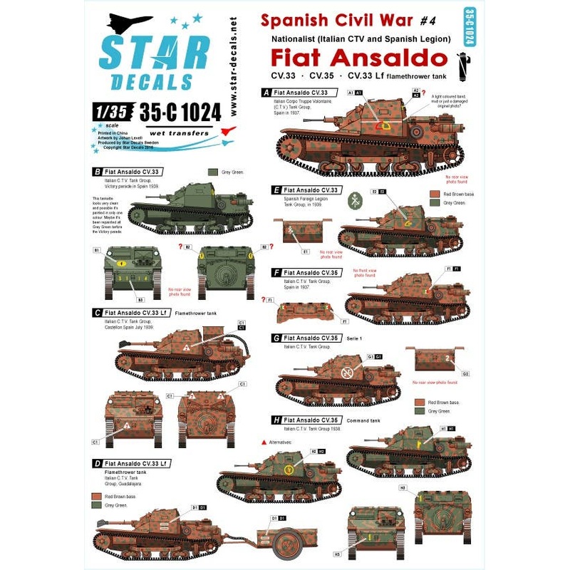 1/35 Spanish Civil War #4 Fiat Ansaldo CV33, CV35, CV33 Lf Flamethrower