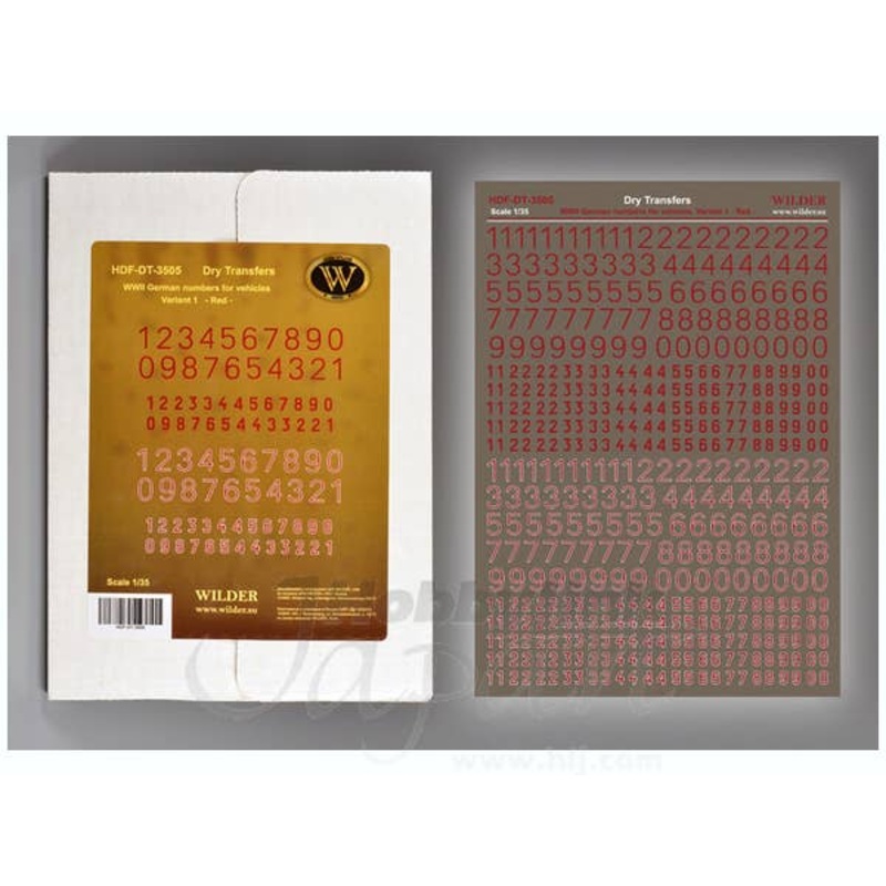 1/35 WWII German Numbers for Vehicles, Variant 1 : Red