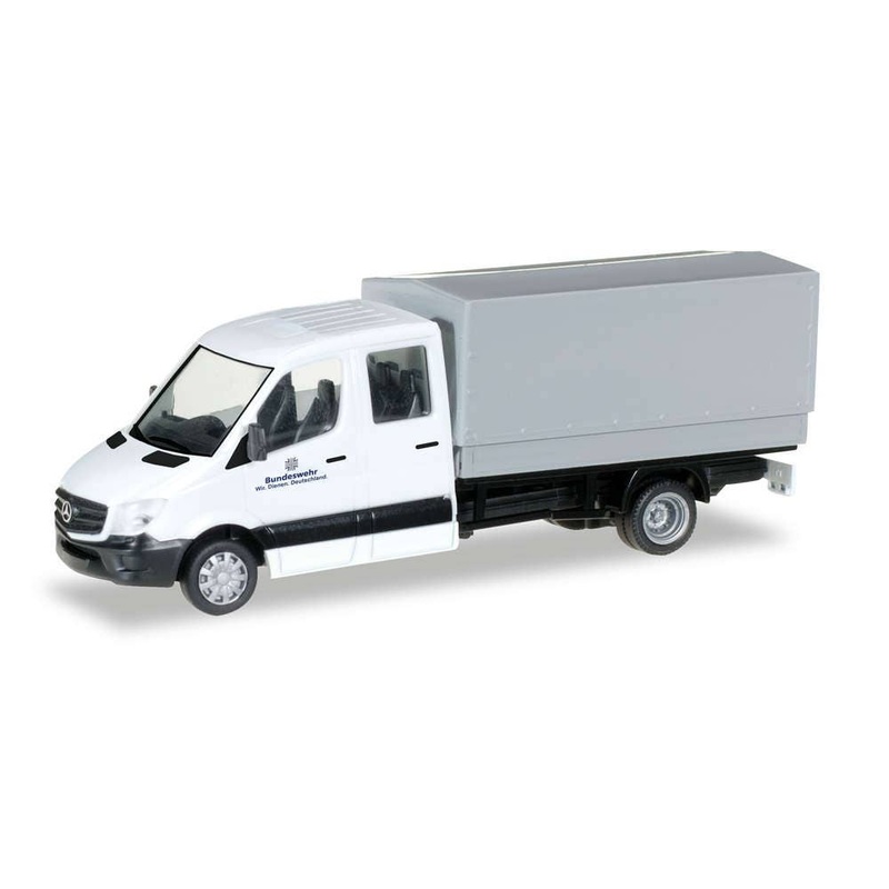 1/87 MB Sprinter Double Cab Flatbed Truck with Canvas Top German Federal Army