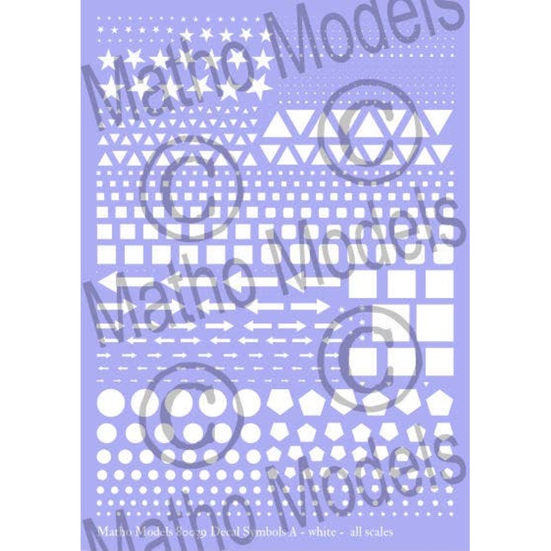 Scale-free Graphic Symbol Decals, type A, white