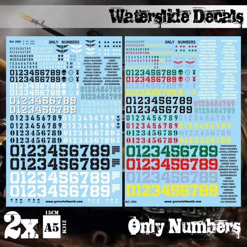 Water Slide Decal Arabic Numerals