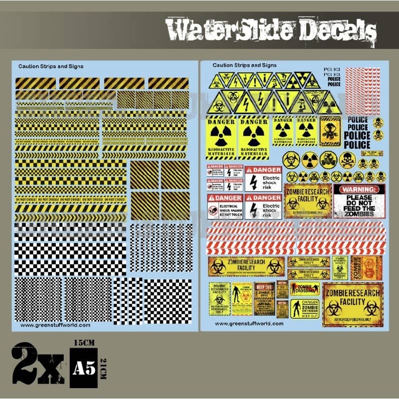 Waterslide Decals Caution Strips and Signs