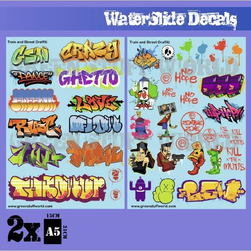 Waterslide Decals Train and Graffiti Mix