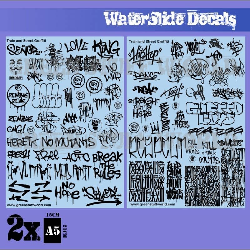 Waterslide Decals Train and Graffiti Mix Black