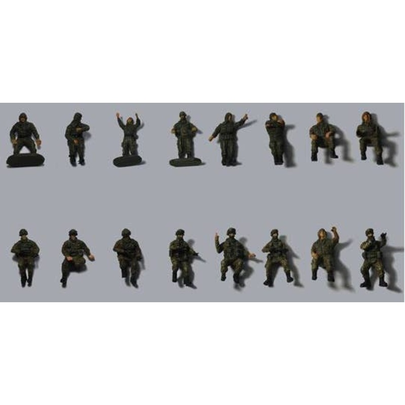1/72 Russian Modern Crew and Soldier Set (16 Figures, Plastic Weapon Included, Green)