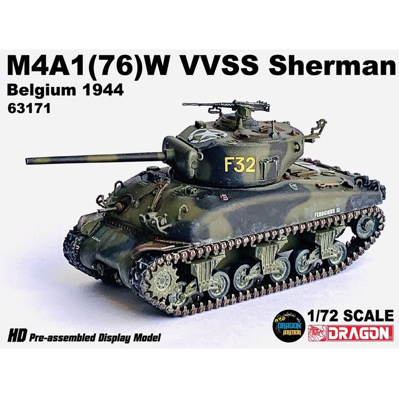 1/72 WW.II American M4A1 (76) W VVSS Sherman Belgium 1944 Finished Product