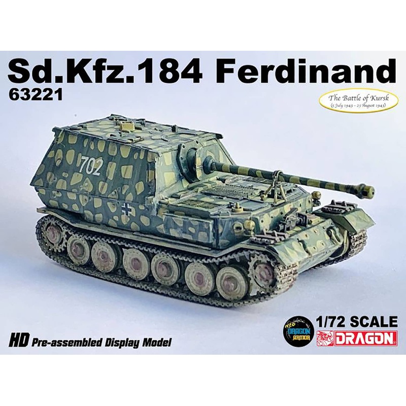 1/72 WW.II German Army Sd.Kfz.184 Ferdinand Heavy Tank Destroyer 654 Heavy Tank Destroyer Battalion Car 702 Kursk 1943 Finished Product