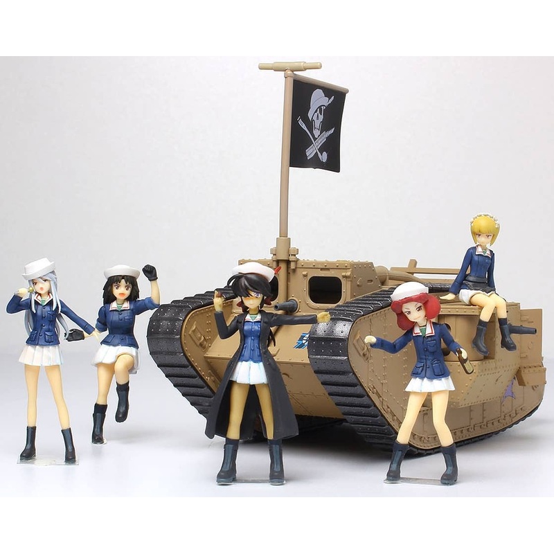 Girls und Panzer Deformed Mk.IV Tank Painted Finished Product with 1/35 Shark Team Figure Kit Set