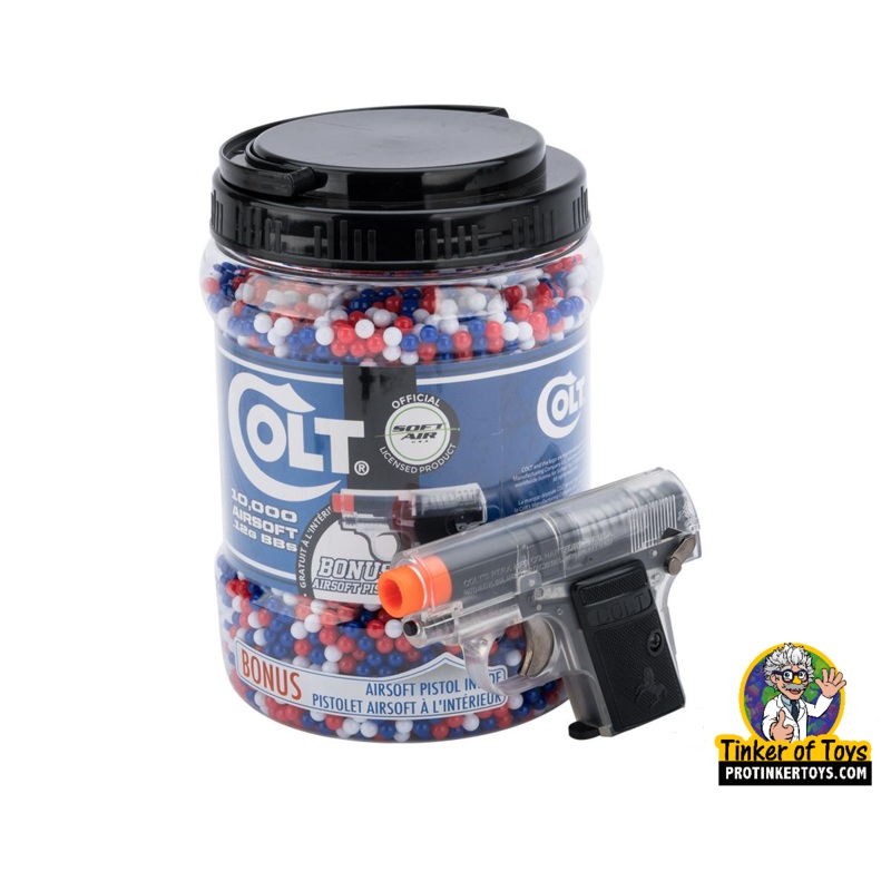 Colt .12g 10,000 Round Jar of BB's with Colt .25 Spring Pistol |  BB-18092 | Evike