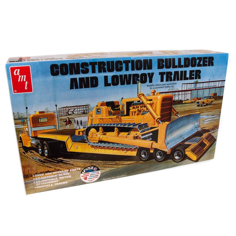 Construction Bulldozer and Lowboy Trailer 1:25 Scale Model it | 1218 | AMT
