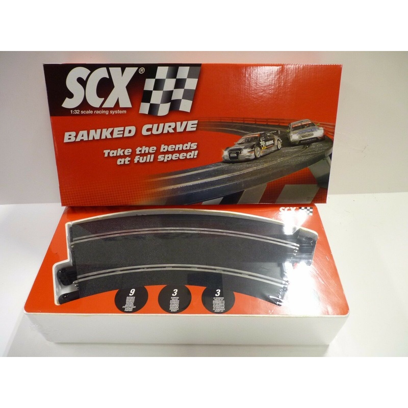 BankedCurve Black Trackwith Supportsand Barriers | 88680 |SCX