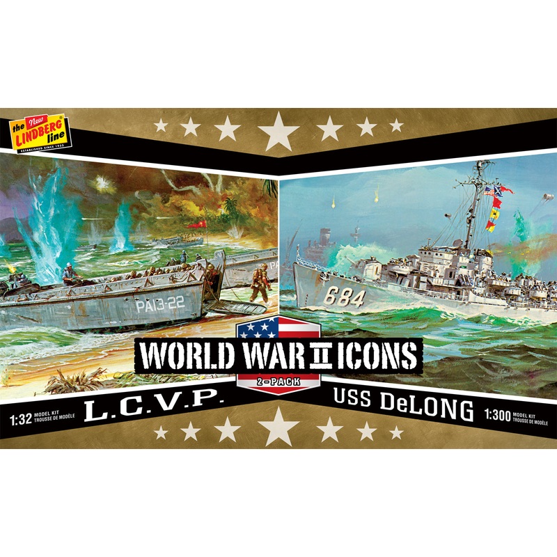 AmerIcons WWII LCVP & USS Delong | HL440/12 | Lindberg Model Company