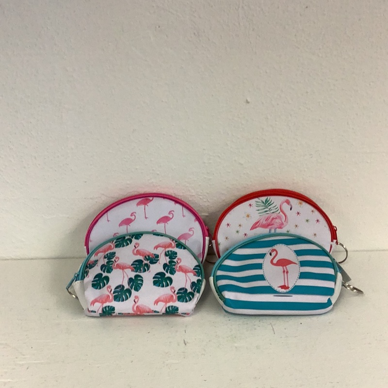 5 colorful flamingo purse with key ring