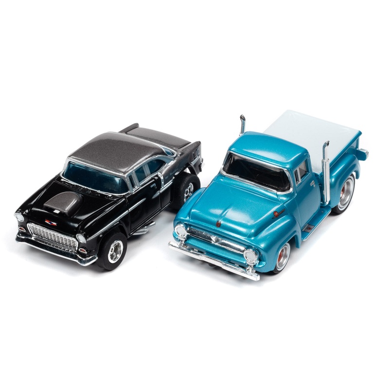 56 Ford F-100 Pickup Truck - 55 Chevy Bel Air - Set Cars From California Cruising "The Pacific Coast Highway" | SRS331SC | Auto World
