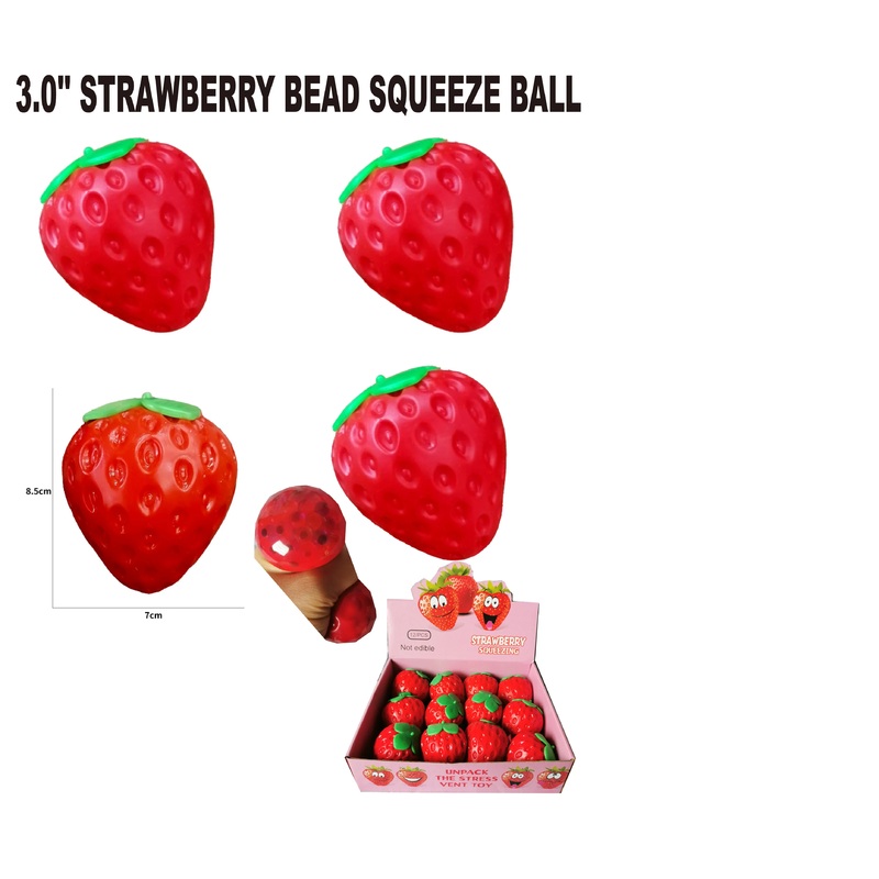 3" STRAWBERRY SQUEEZE BALL | 88812 | BVP