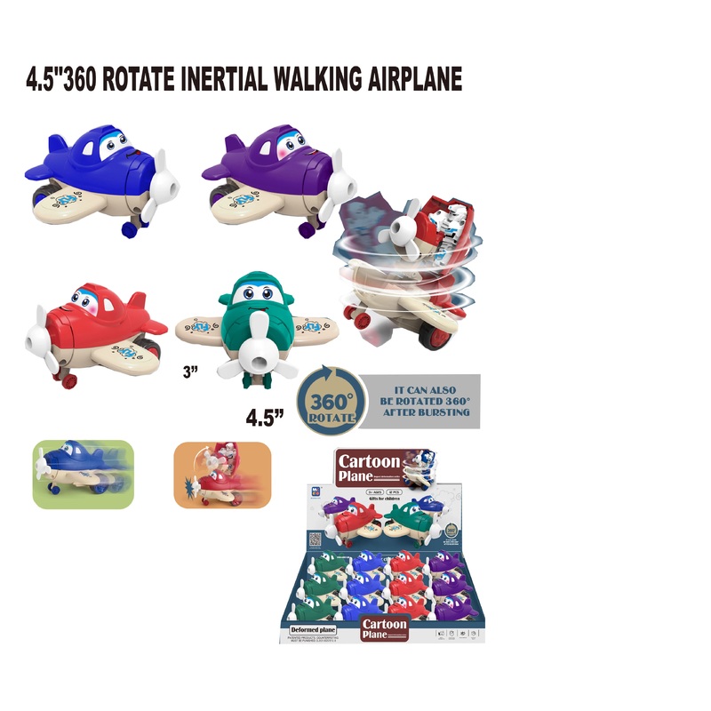 360 Spinning and Rotate Walking Cartoon Airplane | 88828 | BVP
