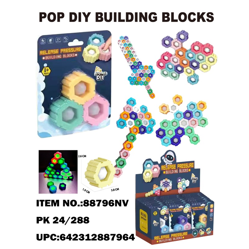 3PCS GLOW IN DARK FIDGET PUZZLES OF POP TOY  | 88796 | BVP
