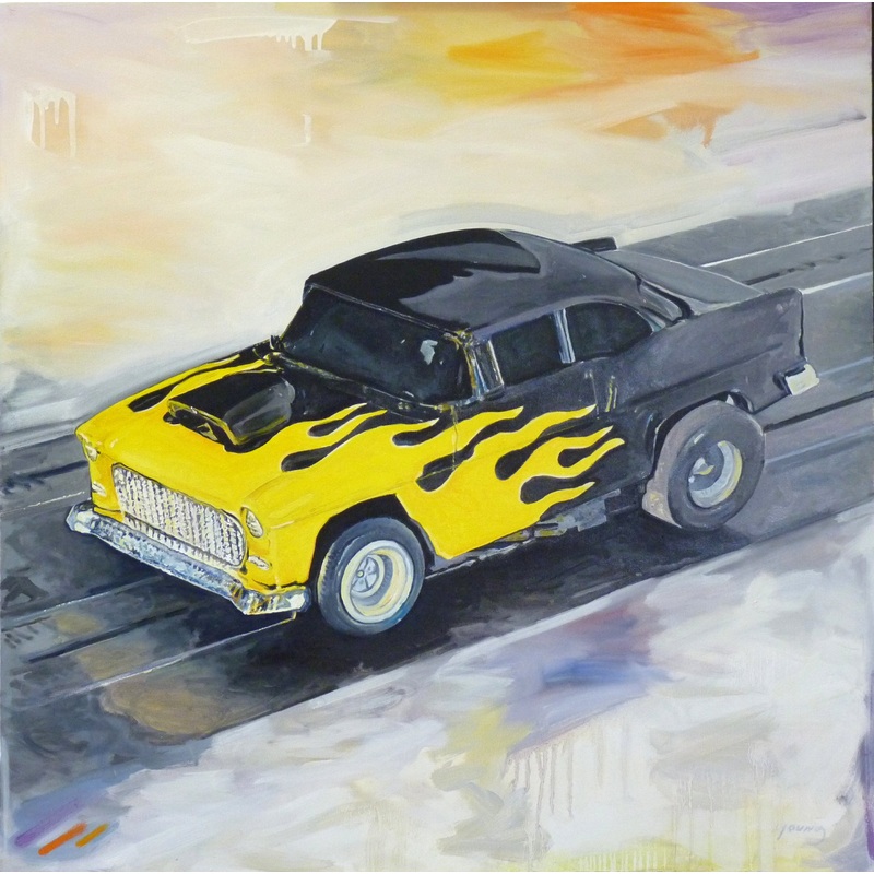{ARTWORK} AFX 55 Chevy Bel Air Slot Car Print | 14x14 | Timothy W. Young