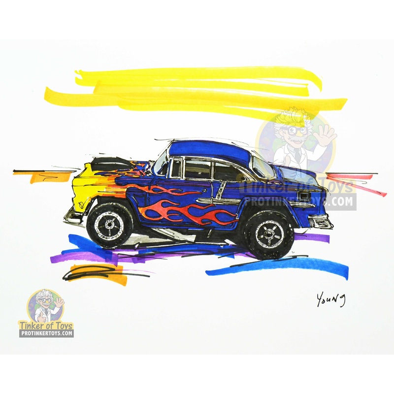 {ARTWORK} Burple 55 Chevy Bel Air Slot Car Sketch Print | 8x10 | Timothy W. Young