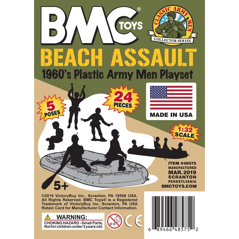 WW2 US Soldiers Marx Army Men Beach Assault  Green VS Tan | 48575 | BMC